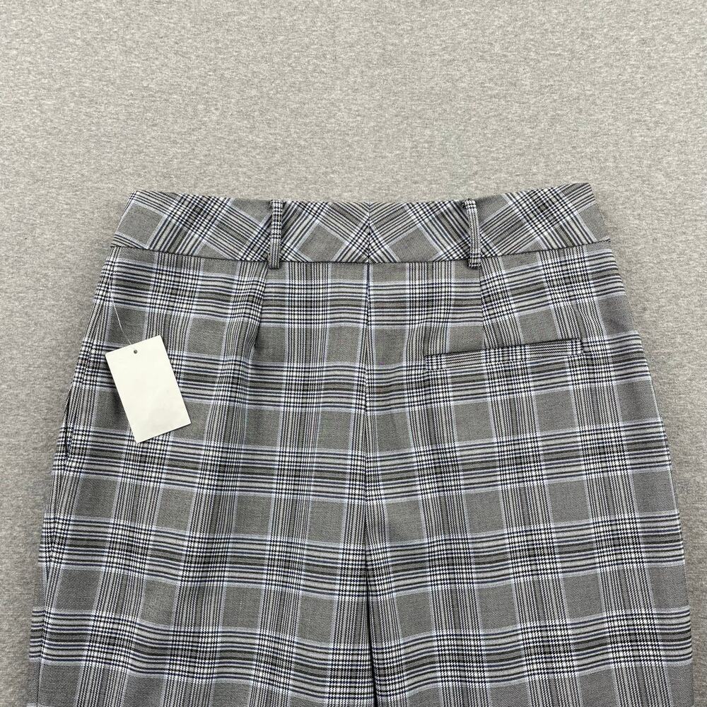 Nordstrom Womens High Waist Pleated Pants 10 Glen Plaid Black Blue Check Trouser - Picture 13 of 16